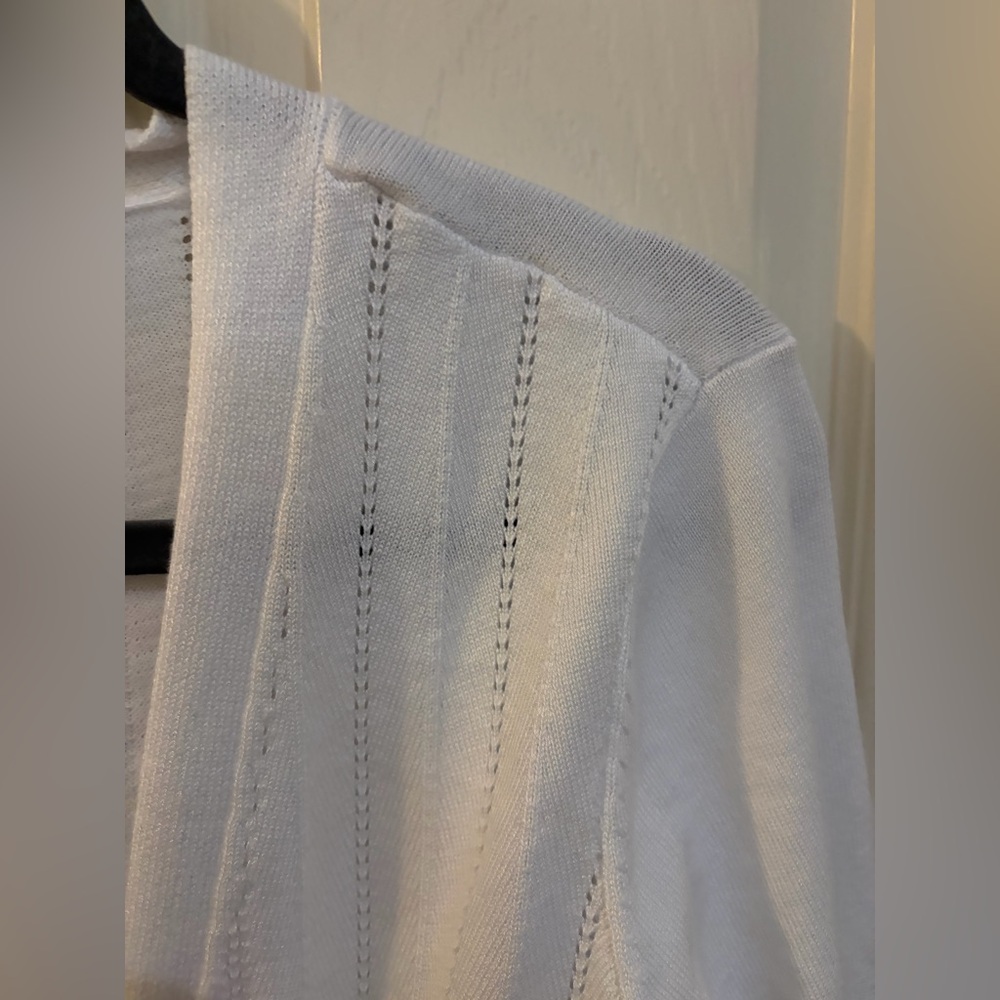89th + Madison White Open Cardigan Gold Button Sleeve Size M Spring Lightweight - Picture 5 of 8